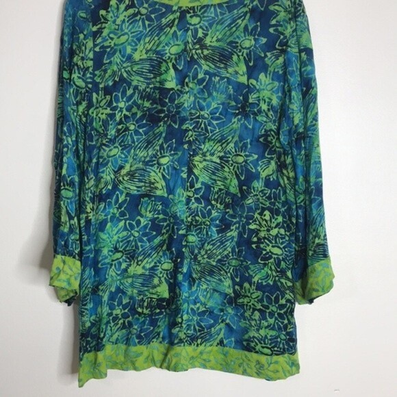 Soft Surroundings Anaisha tunic Blue lime green floral tie dye size small - Picture 12 of 12